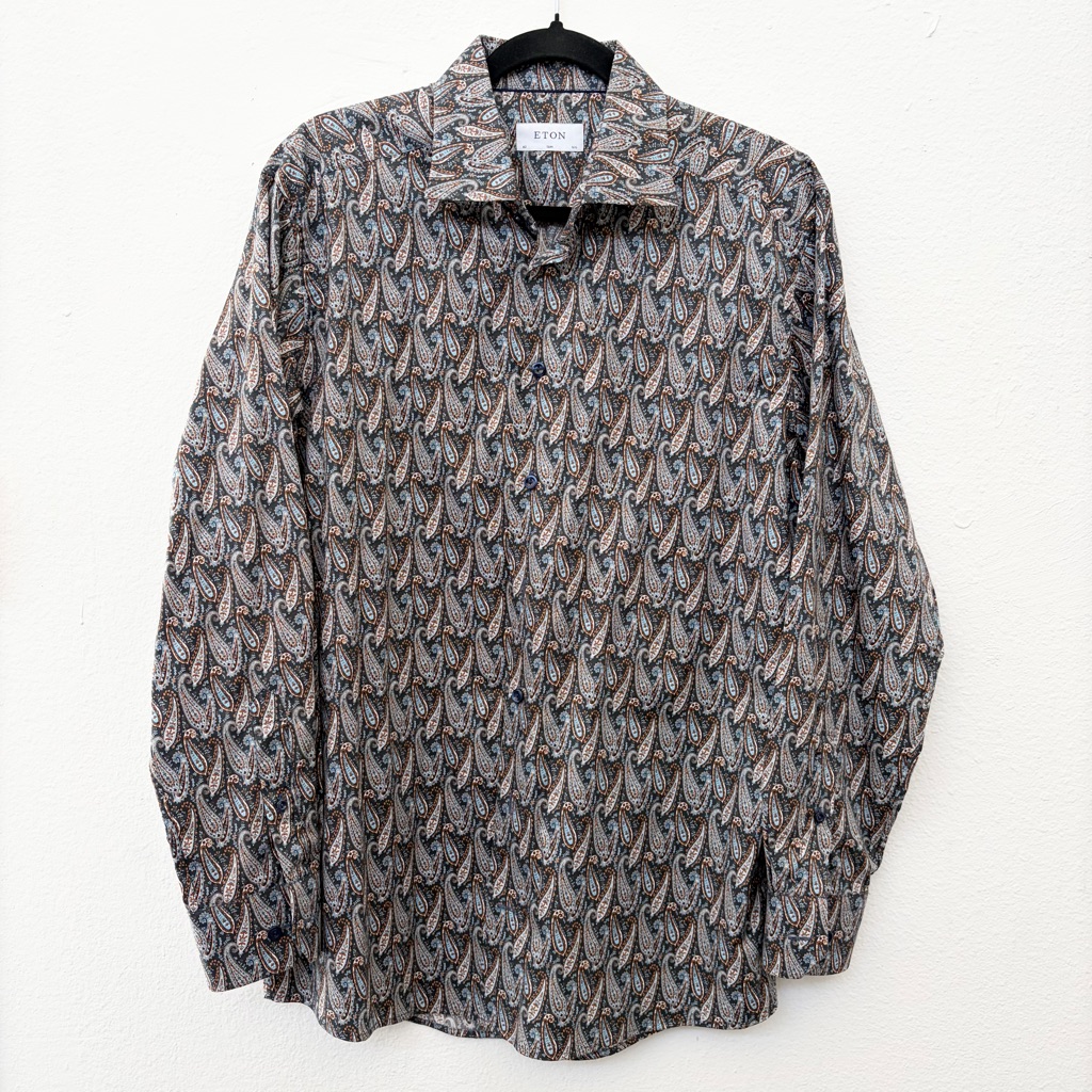 Eton Slim Fit Men's Paisley Long Sleeve Button Down Shirt Size 42 16 1/2